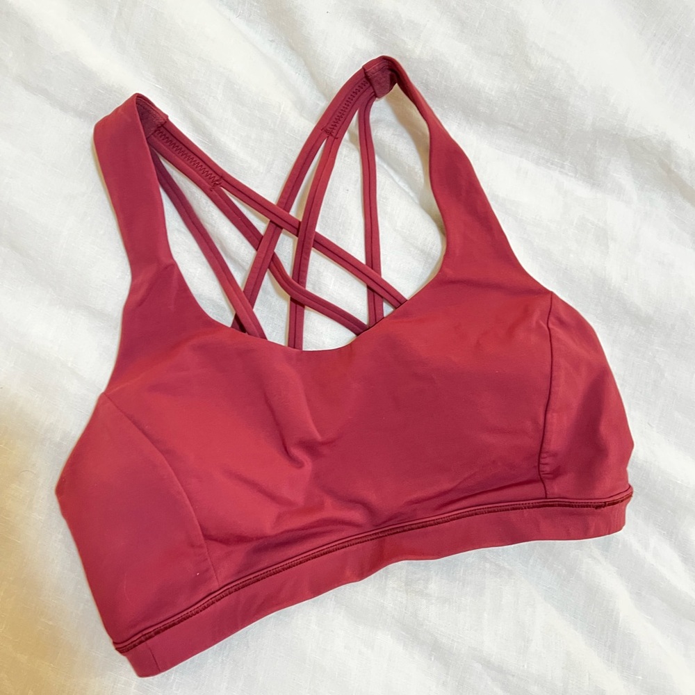 Lululemon Energy Bra with Criss Cross Straps - Sz 6, Dusty Rose Color